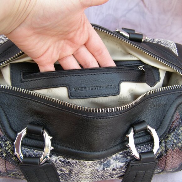 NEW Aimee Kestenberg Leather Snake Print Handbag - Picture 12 of 16